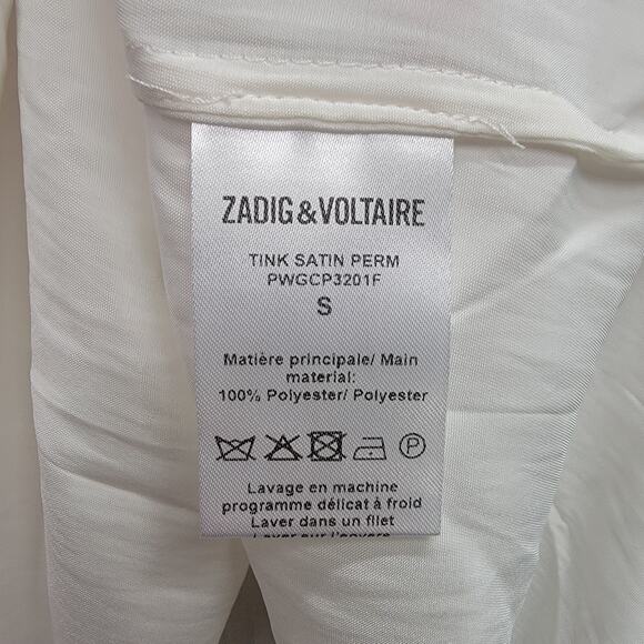 ZADIG & VOLTAIRE TINK SATIN PERM BLOUSE, SIZE S, NWT - Picture 7 of 9
